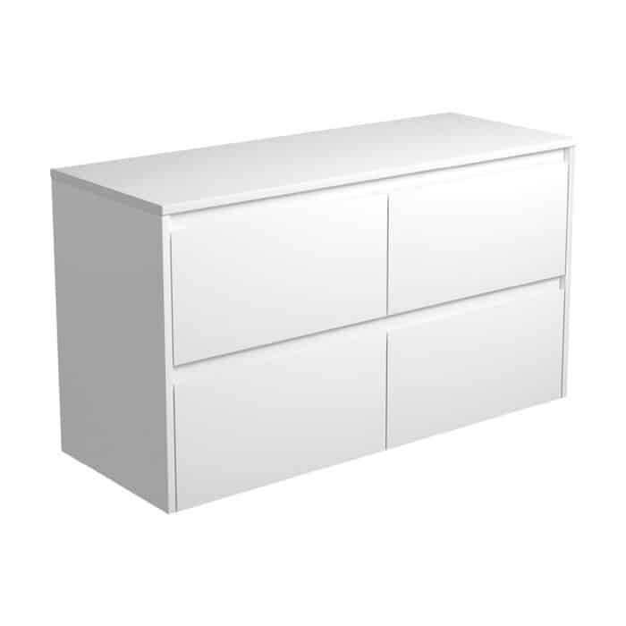 Fienza AMATO All Drawer Satin White Cabinet Only Wall Hung, 3 x Size Options