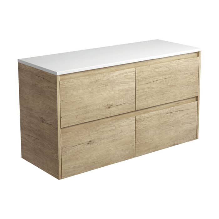 Fienza AMATO All drawer  SCANDI OAK Cabinet Only Wall Hung, 3 x Size Options