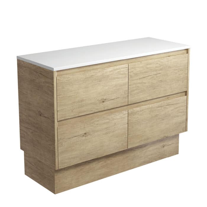 Fienza AMATO All Drawer SCANDI OAK Cabinet Only Floor Standing, 3 x Size Options
