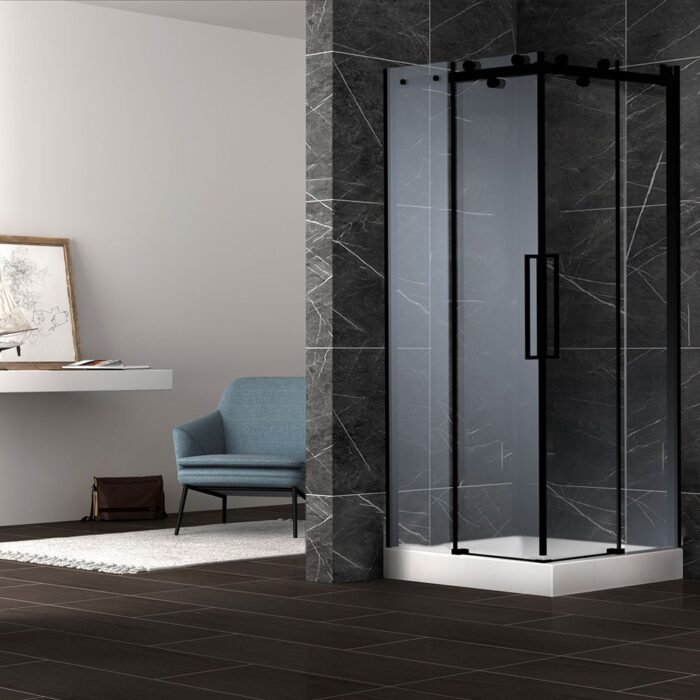 Rail Roller 900x900x2000 Corner Entry Black