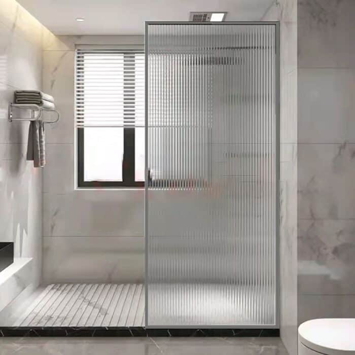 Fluted 900 Glass Panel Brushed Stainless Steel.