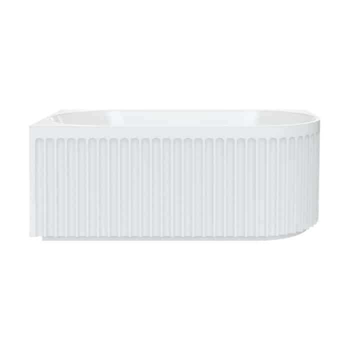 ELEANOR FLUTED Corner Right Hand 1500 Gloss White Acrylic Bath 1500x750x580mm