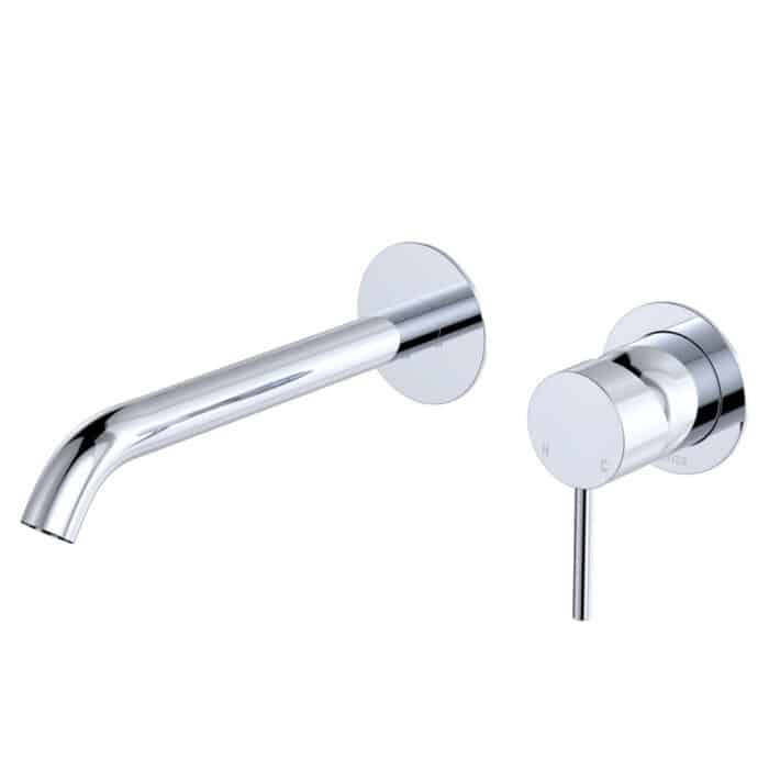 Kaya Basin/Bath Wall Mixer Set, Round Plates, 200mm Outlet. 6 x Colour Options.