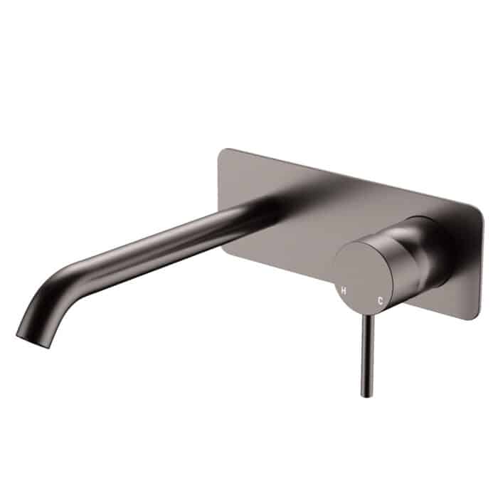 Kaya Basin-Bath Wall Mixer Set, Rectangular Plate, 200mm Outlet, 6 x Colour Options