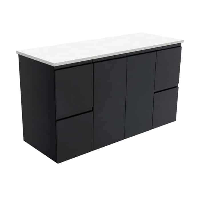 Fienza Fingerpull Satin Black Wall Hung Cabinet Only, 4 Size Options
