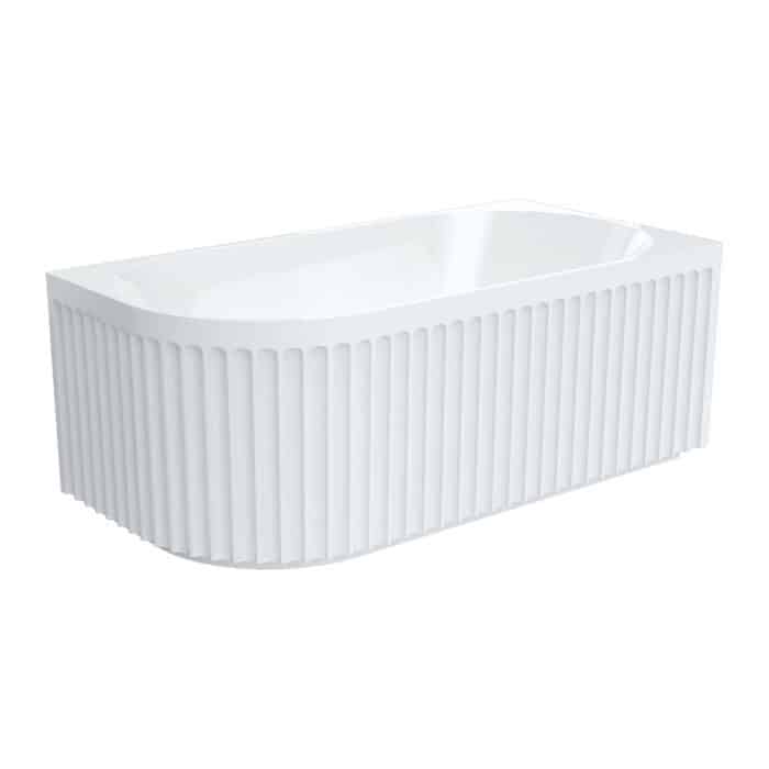 ELEANOR FLUTED Corner Left Hand 1500 Gloss White Acrylic Bath 1500x750x580mm
