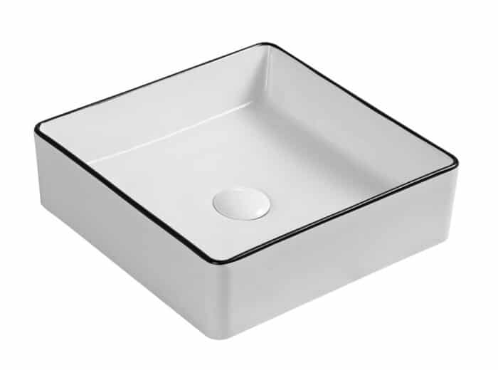 Pride Macleod Gloss White With Black Edge Above Counter Basin 365*365*110mm