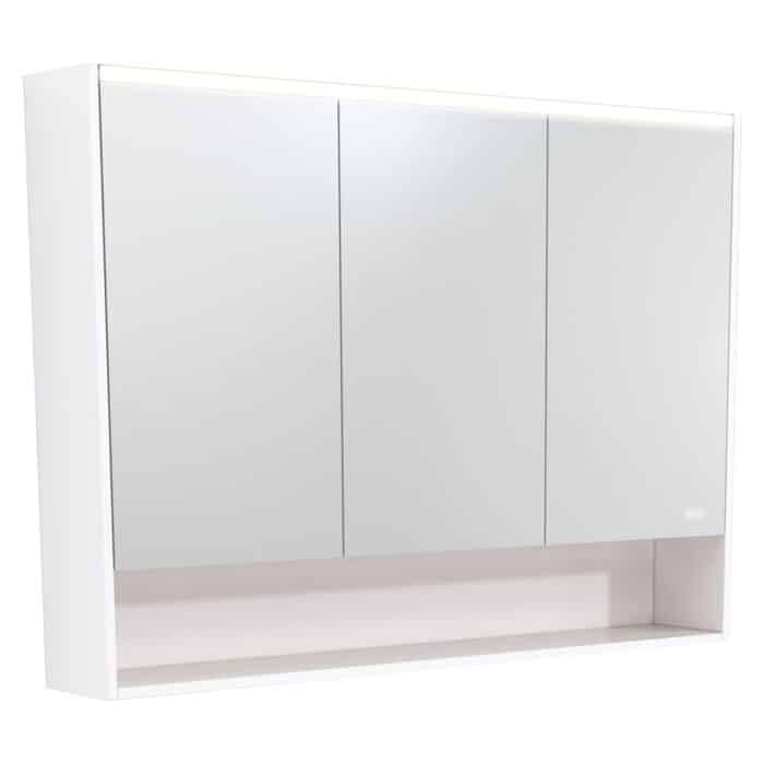 LED Mirror Cabinet Gloss White with Display Shelf, 3 x Size Options