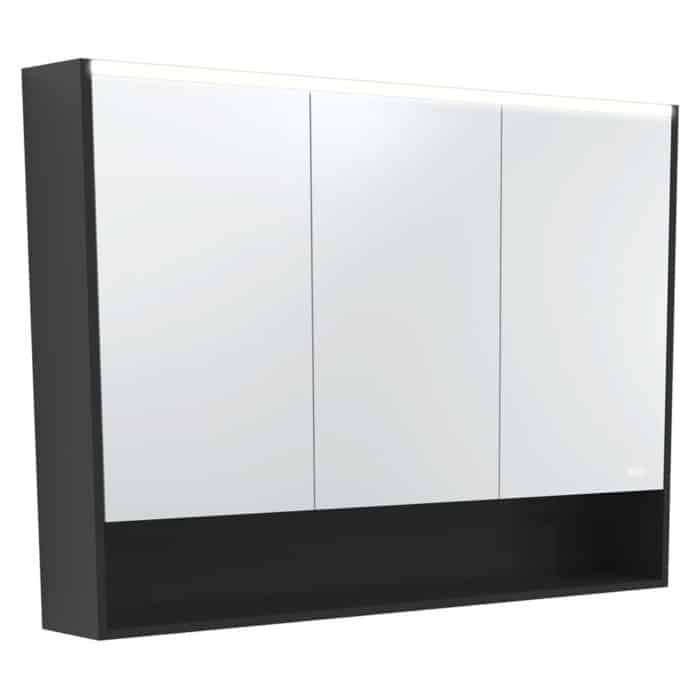 LED Mirror Cabinet Satin Black with Display Shelf, 3 x Size Options