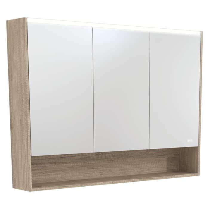 LED Mirror Cabinet Scandi Oak with Display Shelf, 3 x Size Options