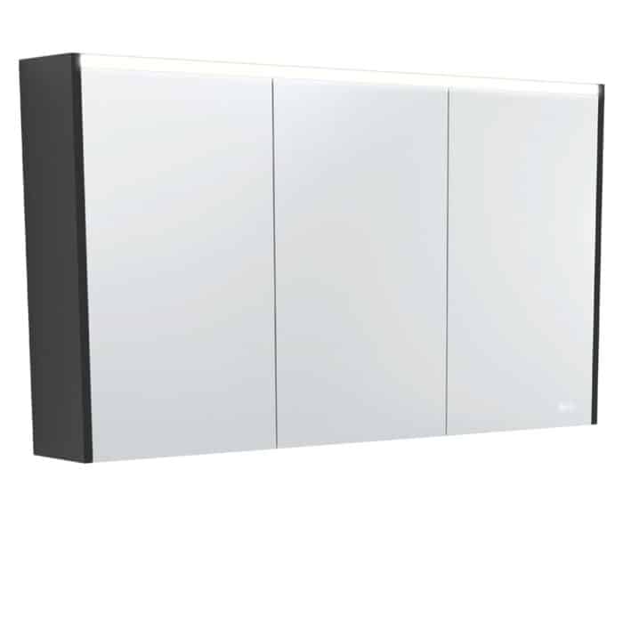 LED Mirror Cabinet, Satin Black Side Panels, 3 x Size Options.