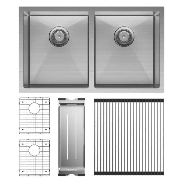 HANA Double Bowl Sink 55L Stainless Steel Top/Undermount 760x450x200mm