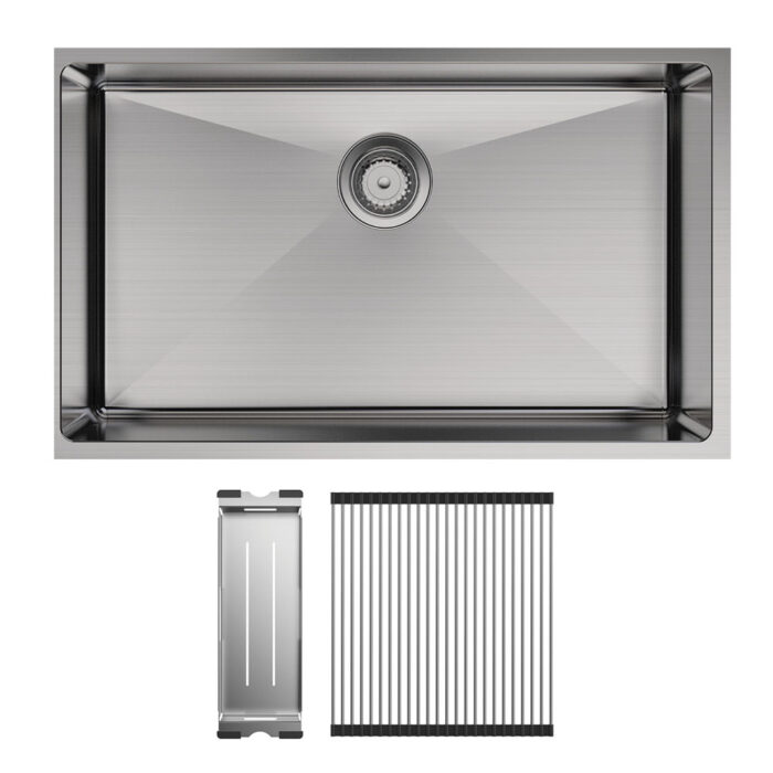 HANA Single Bowl Sink 55L Inc SS Colander and Roller Top/Undermount 750x450x200mm