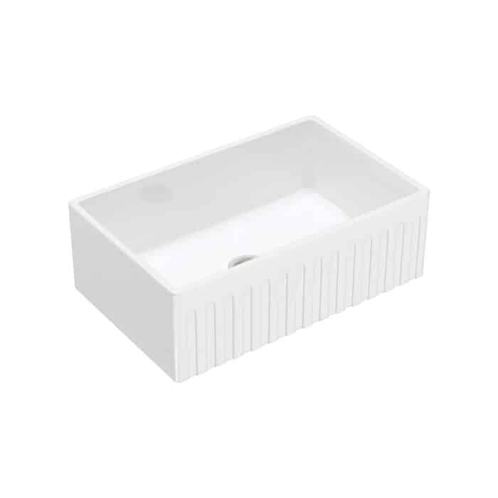 CHARLTON BUTLER SINK Medium Reversible Fluted & Flat 750mm Gloss White