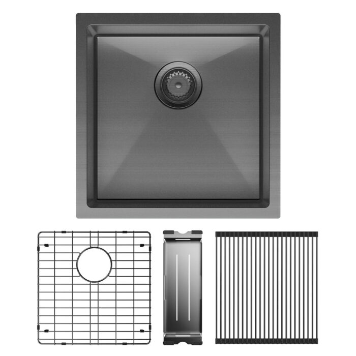 HANA Single Bowl Sink 32L Carbon Metal Top/Undermount 450x450x200mm