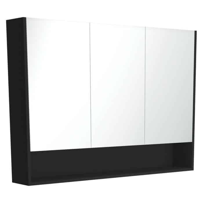 Mirror Cabinet With Display Shelf, Satin Black, 3 x Size Options.