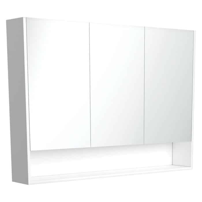 Mirror Cabinet With Display Shelf, Satin White, 3 x Size Options