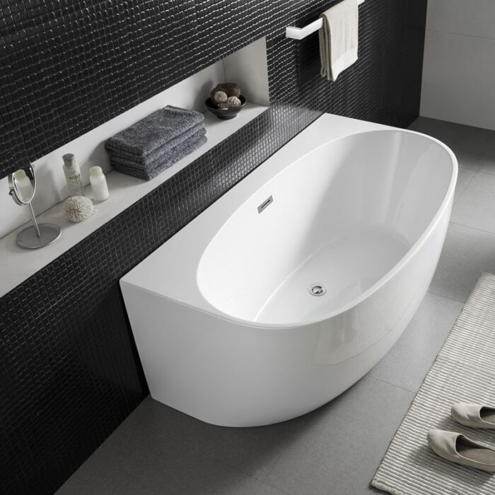 Morocco White 1700 Back to Wall Freestanding Bath