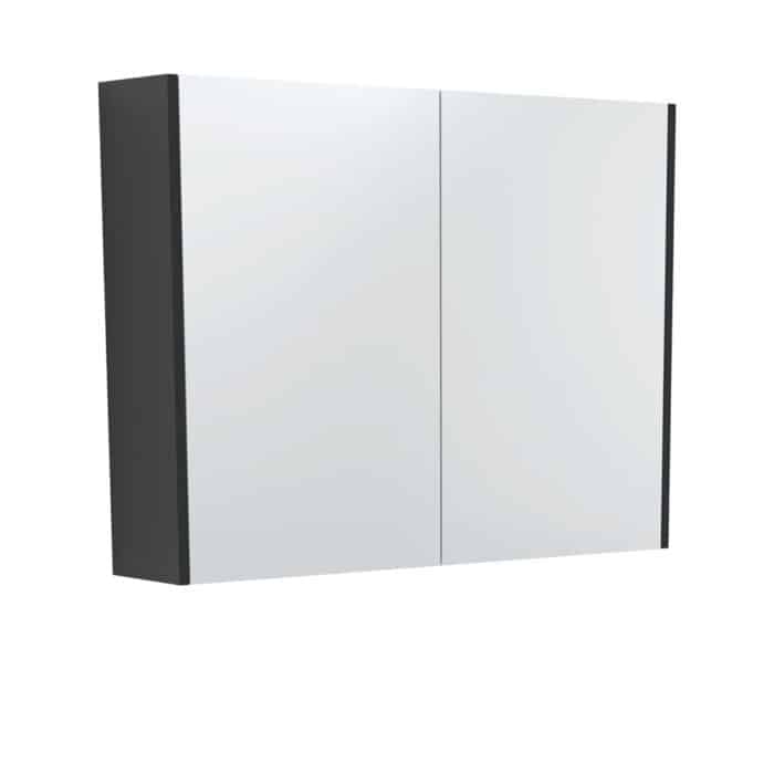 Mirror Cabinet with Satin Black Side Panels, 5 x Size Options.