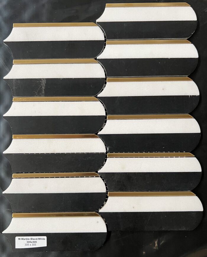 Marble White Black Mosaic 305x305