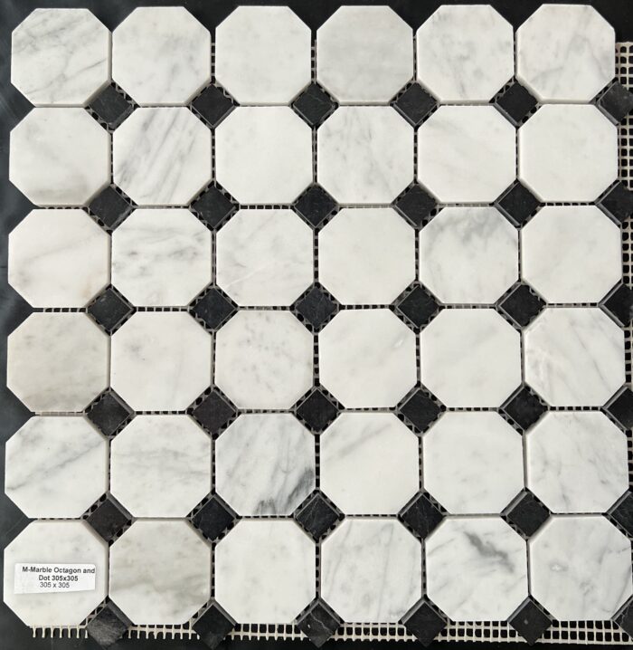 Marble Octagon and Dot Mosaic 305x305