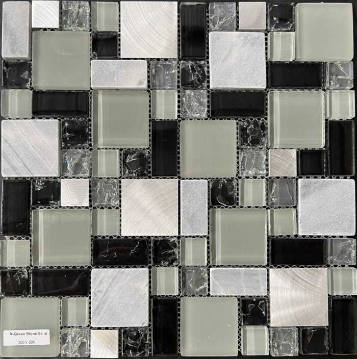 Marble Green Stone Steel Mosaic 300x300