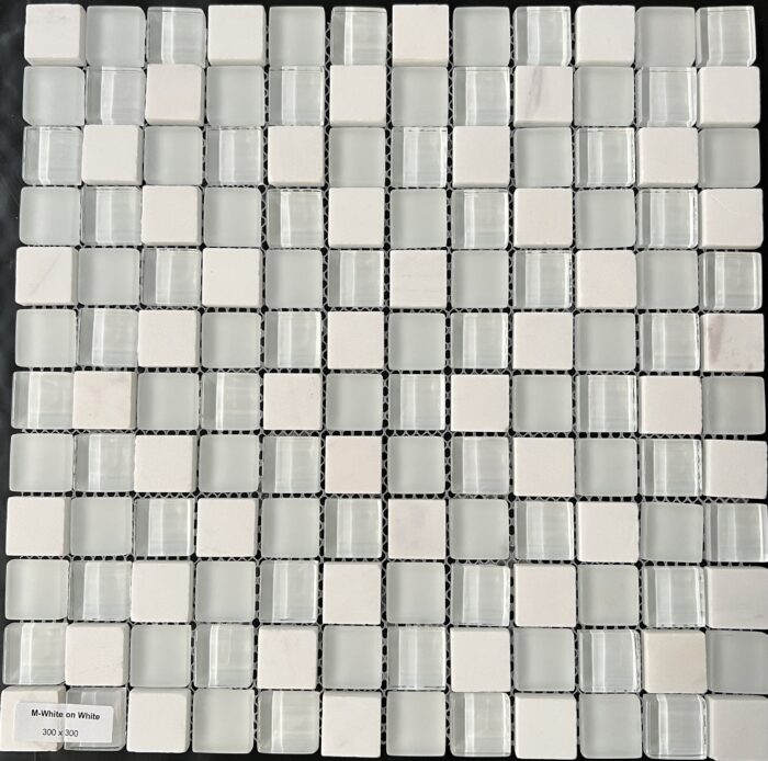 Marble White on White Mosaic 300x300