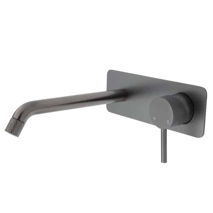 Axle Wall Basin/Bath Mixer Set, Soft Square Plate, 200mm Outlet, 5 x Colour Options