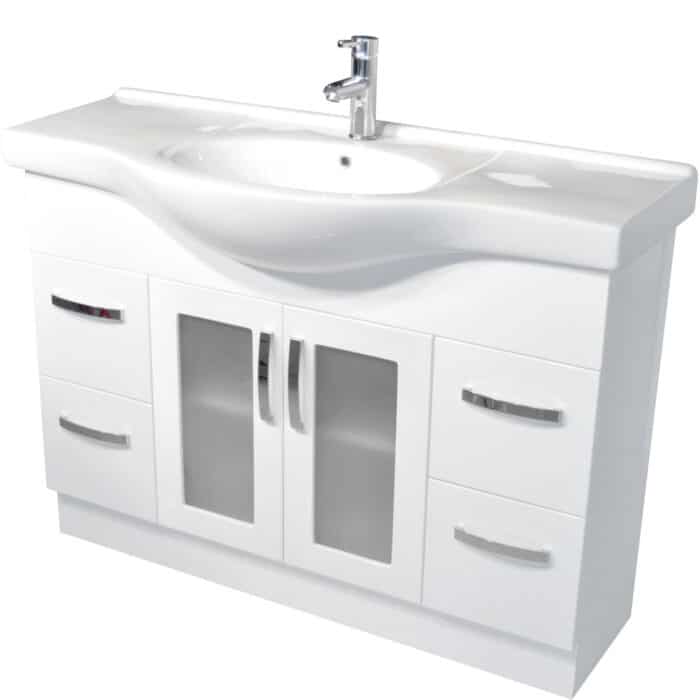 Antonio Semi Recessed Vanity and Top, Glass Door(s), 5 x Size Options