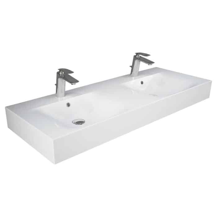 RAK Des 121 Wall Basin, 1210x460 Double Bowl. 1 Tap Hole (2)