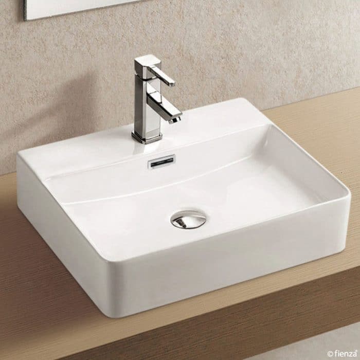 Fienza Petra Above Counter Basin Gloss White, 1 Tap Hole. 500x420x120 - Image 2