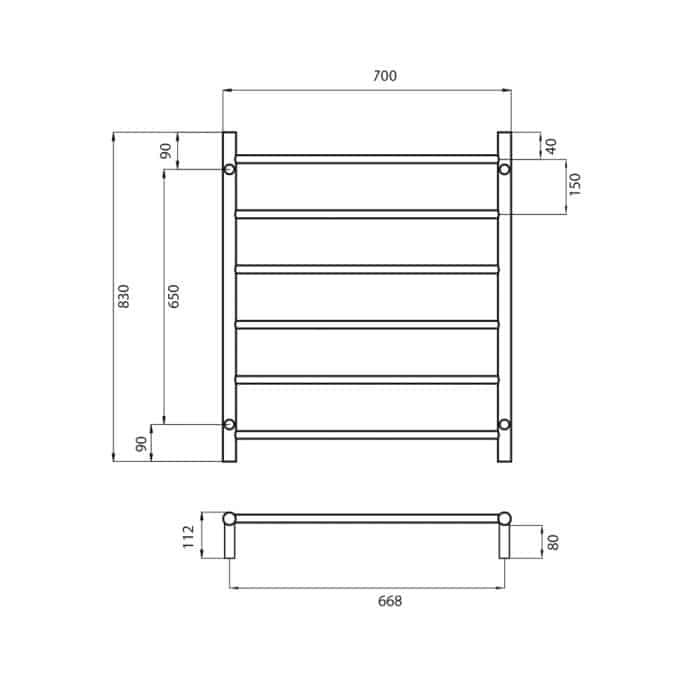 NON-HEATED ROUND LADDER 700x830, 7 x Colour Options - Image 2