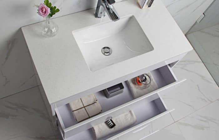 Leona Gloss White All Drawer Floor Standing, Including Stone Top and Undermount Basin - Image 10
