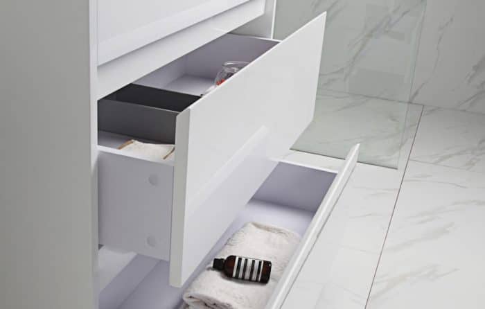 Leona Gloss White All Drawer Floor Standing, Including Stone Top and Undermount Basin - Image 6