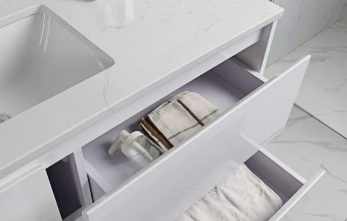 Leona Gloss White All Drawer Floor Standing, Including Stone Top and Undermount Basin - Image 8