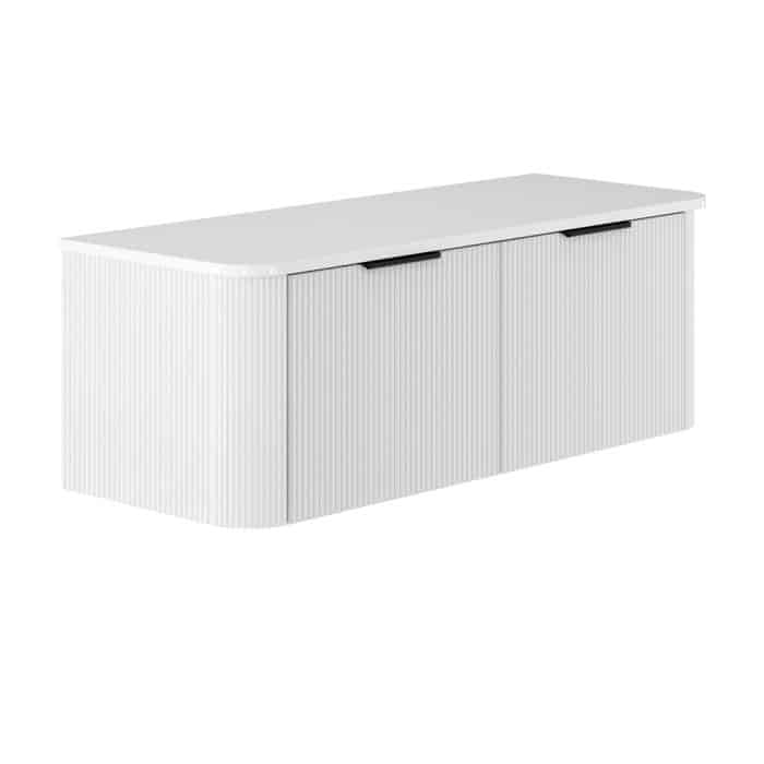 Minka Curved Satin White Cabinet Only - Image 14