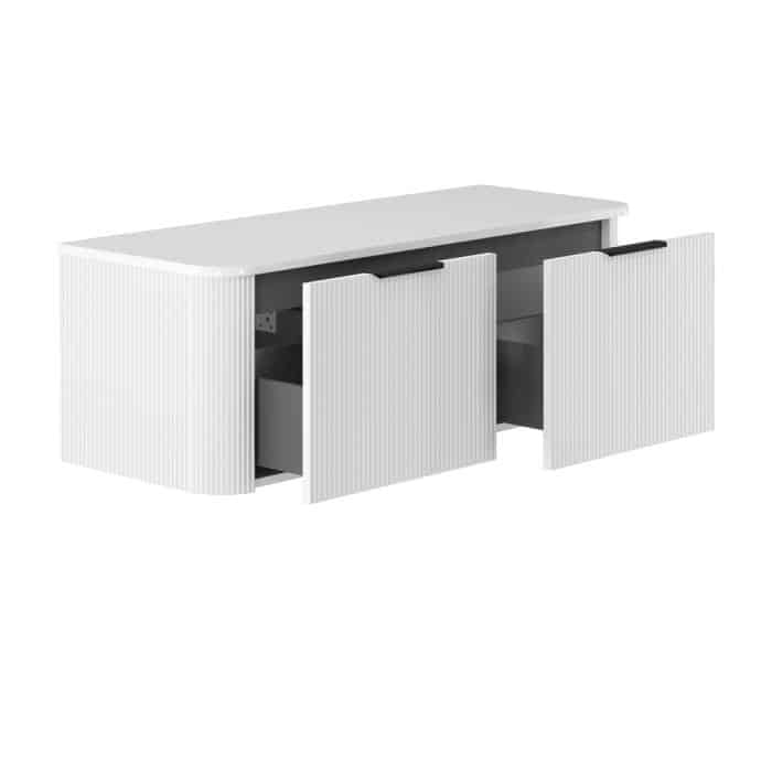 Minka Curved Satin White Cabinet Only - Image 16