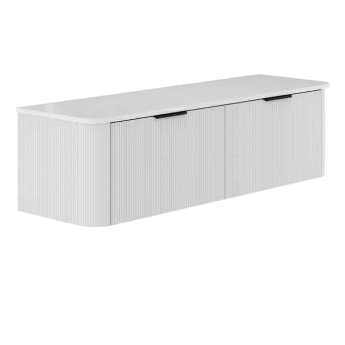 Minka Curved Satin White Cabinet Only - Image 18