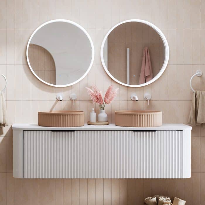Minka Curved Satin White Cabinet Only - Image 3
