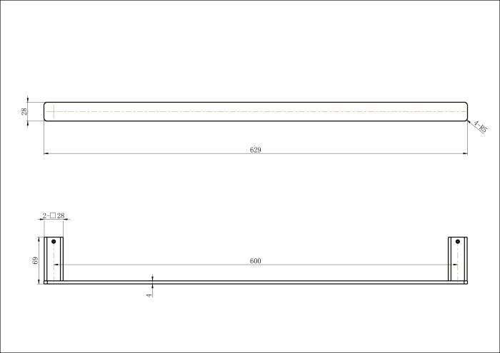 Nova Single Towel Rail 600mm, 7 x Colour Options - Image 2
