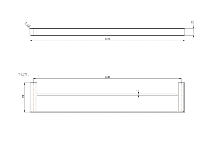 Nova Double Towel Rail 600mm, 7 x Colour Options - Image 2