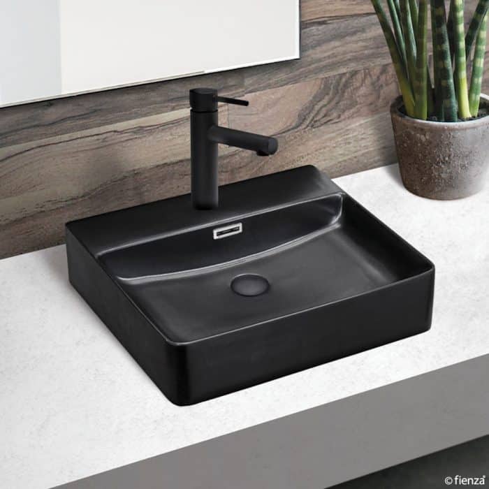 Fienza Petra Above Counter Basin Matt Black, 1 Tap Hole. 500x420x120 - Image 2