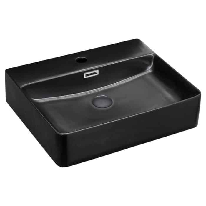 Fienza Petra Above Counter Basin Matt Black, 1 Tap Hole. 500x420x120