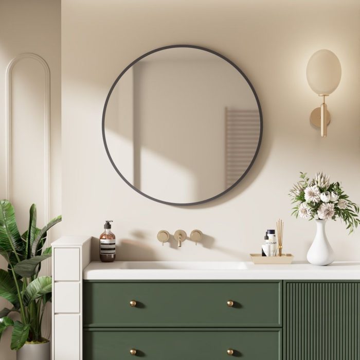 Brooklyn Round Mirror Gunmetal Grey - Image 2